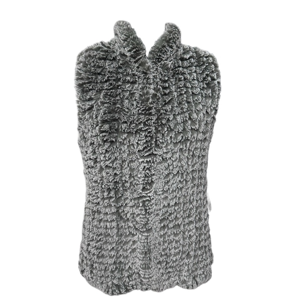 Bloomingdale Aqua Faux Fur Vest Sleeveless Grey